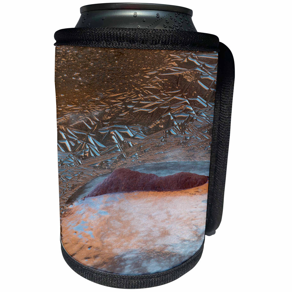 3dRose Danita Delimont - Abstracts - Frozen ice patterns with canyon wall reflections, Hunter Canyon, Utah - Can Cooler Bottle Wrap (cc_260259)