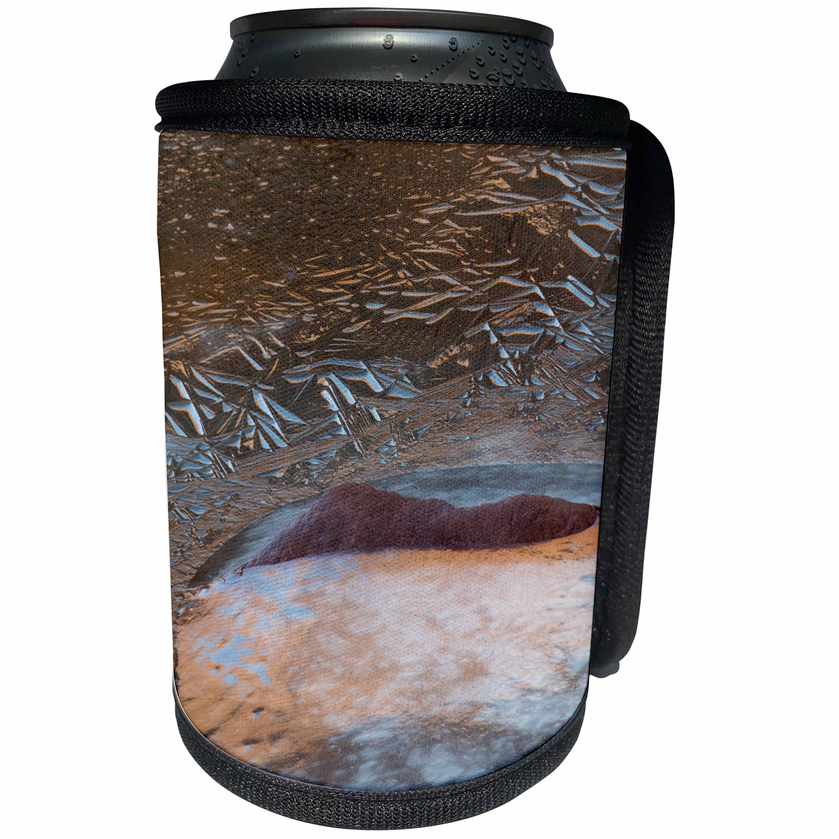3dRose Danita Delimont - Abstracts - Frozen ice patterns with canyon wall reflections, Hunter Canyon, Utah - Can Cooler Bottle Wrap (cc_260259)