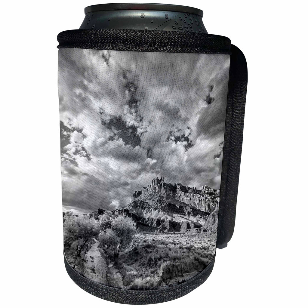 3dRose Danita Delimont - Utah - Black and white landscape below the Castle, Capitol Reef NP, Utah - Can Cooler Bottle Wrap (cc_260260)