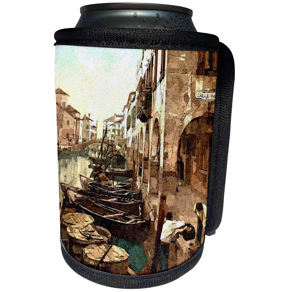 3dRose TNMPastPerfect Exotic Places - Canal in Venice - Can Cooler Bottle Wrap (cc_26027)