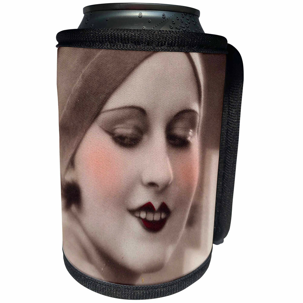 3dRose TNMPastPerfect Women - Lipstick and Eyebrows - Can Cooler Bottle Wrap (cc_26046)