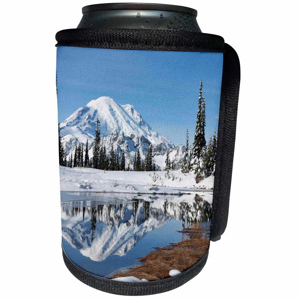 3dRose Danita Delimont - Mountain - WA, Mount Rainier National Park, Mount Rainier and Upper Tipsoo Lake - Can Cooler Bottle Wrap (cc_260493)