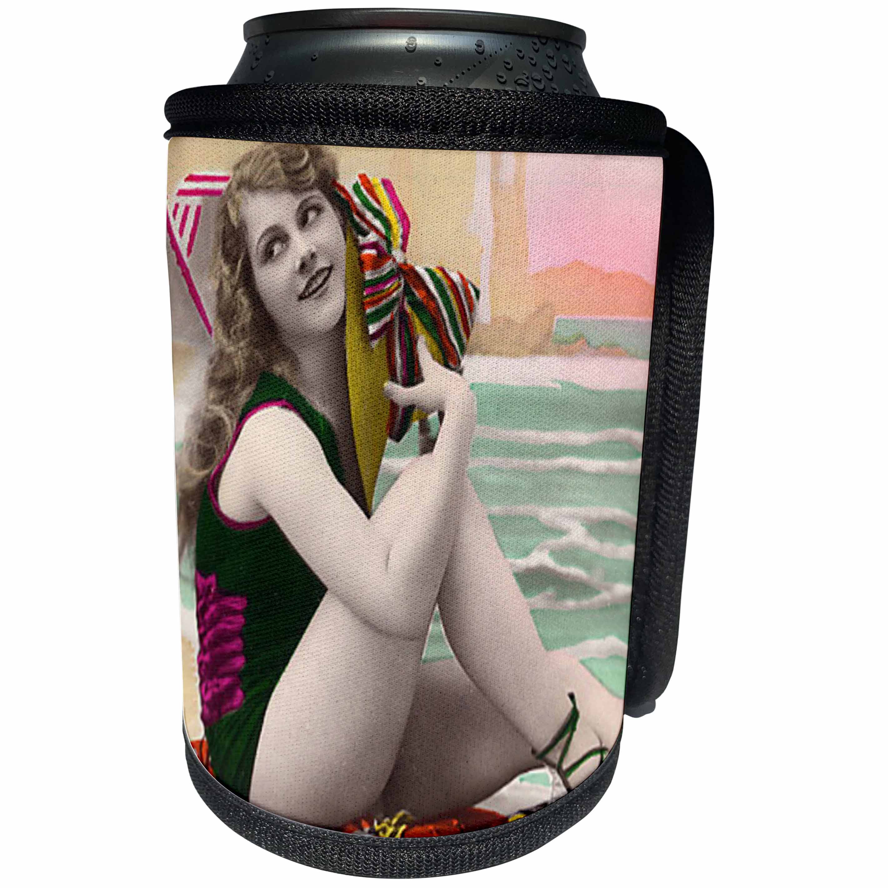 3dRose TNMPastPerfect Bathing Beauties - On The Beach - Can Cooler Bottle Wrap (cc_26051)