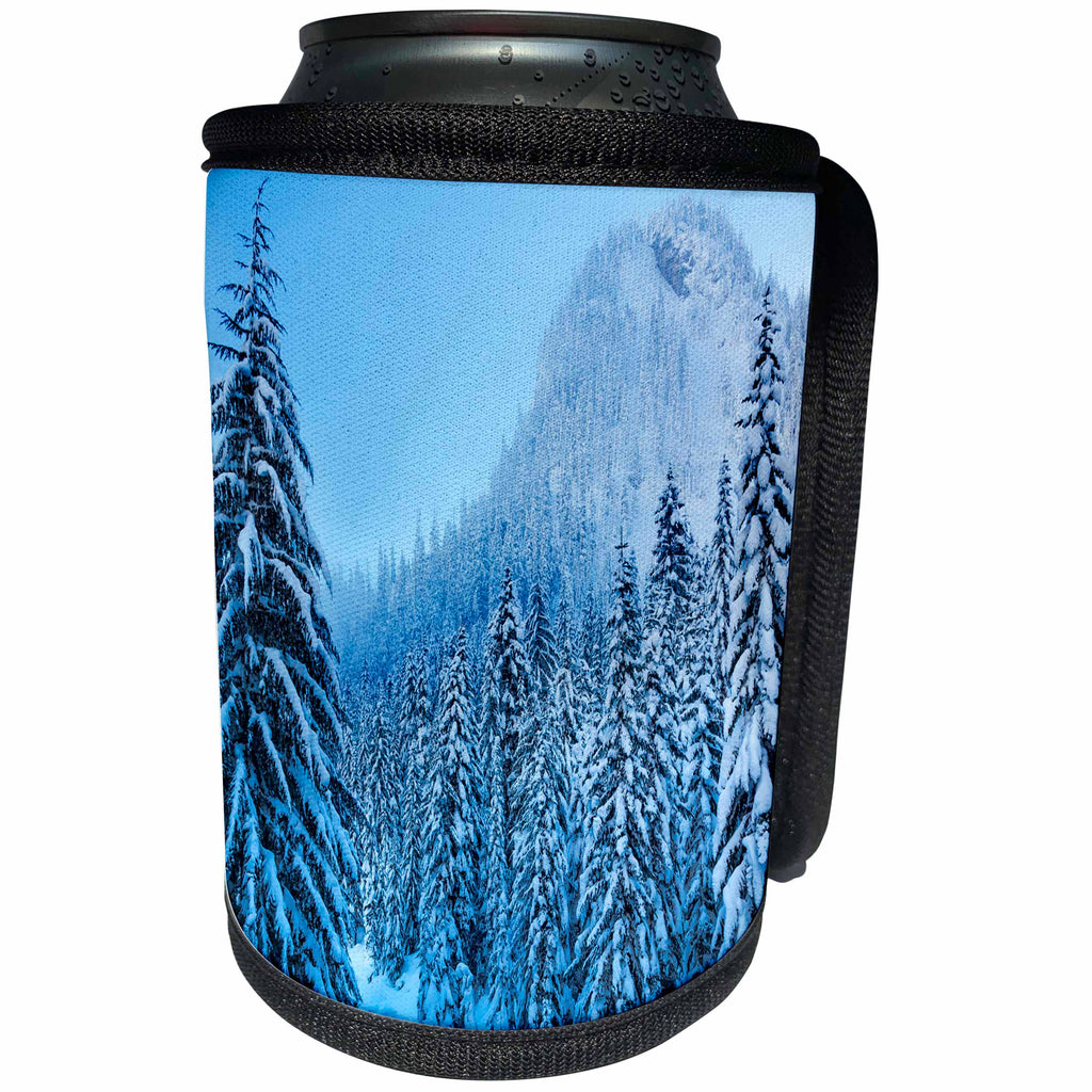 3dRose Danita Delimont - Trees - Blue winter mountain landscape at Snoqualmie Pass, Washington State - Can Cooler Bottle Wrap (cc_260546)