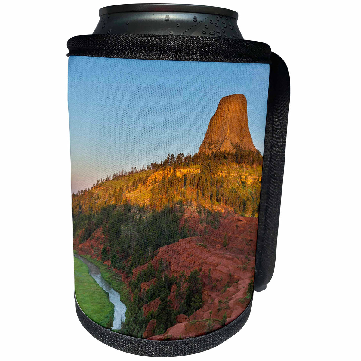 3dRose Danita Delimont - Wyoming - Belle Fourche River below Devils Tower National Monument, Wyoming - Can Cooler Bottle Wrap (cc_260595)