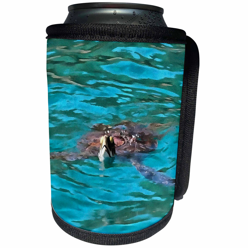 3dRose Taiche - Acrylic Painting - Loggerhead Turtle - Loggerhead Sea Turtle - Can Cooler Bottle Wrap (cc_260791)