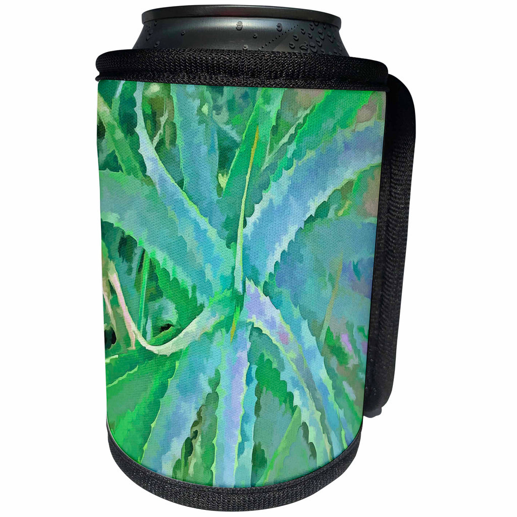 3dRose Taiche - Acrylic Painting - Aloe Vera - Pop Art Grey Green Aloe - Can Cooler Bottle Wrap (cc_260793)