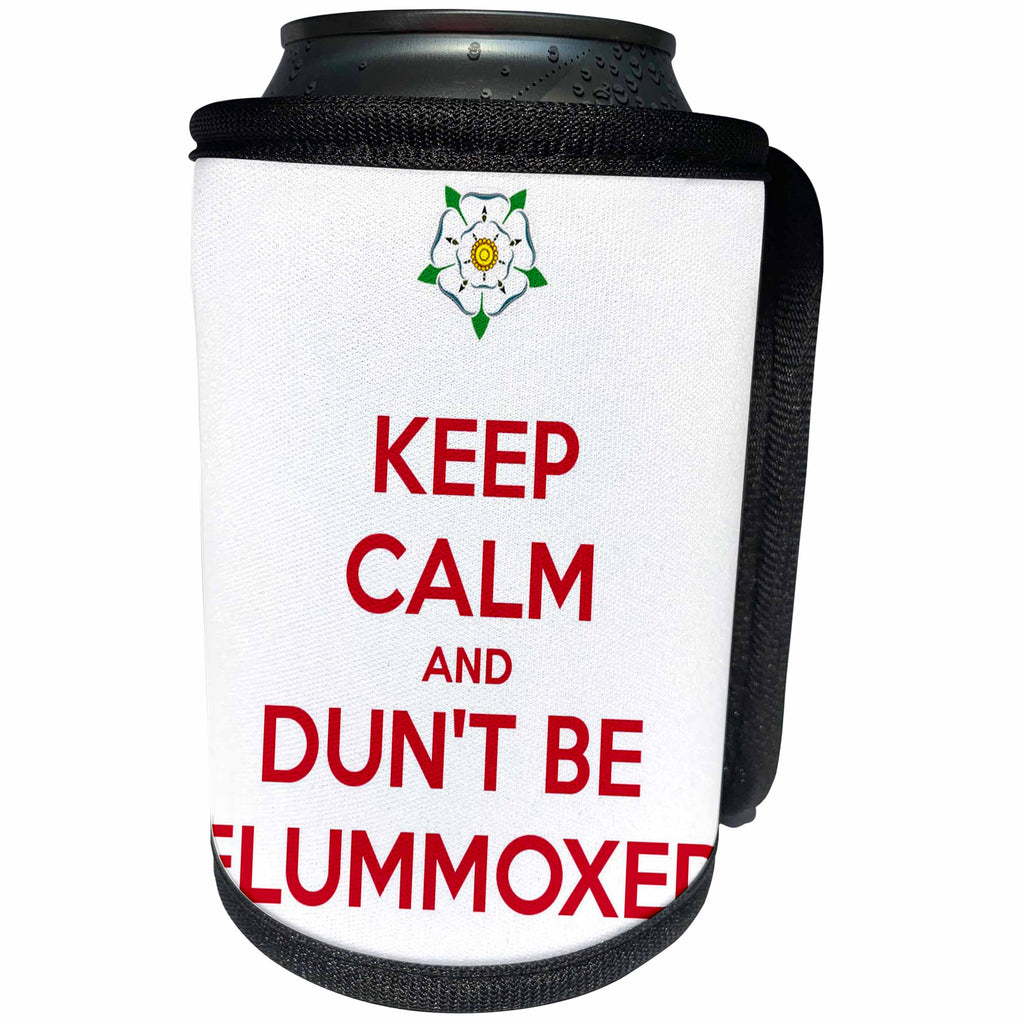 3dRose Taiche - Tee Shirt - Keep Calm And Carry On - Keep Calm and Dunt Be Flummoxed - Can Cooler Bottle Wrap (cc_260796)