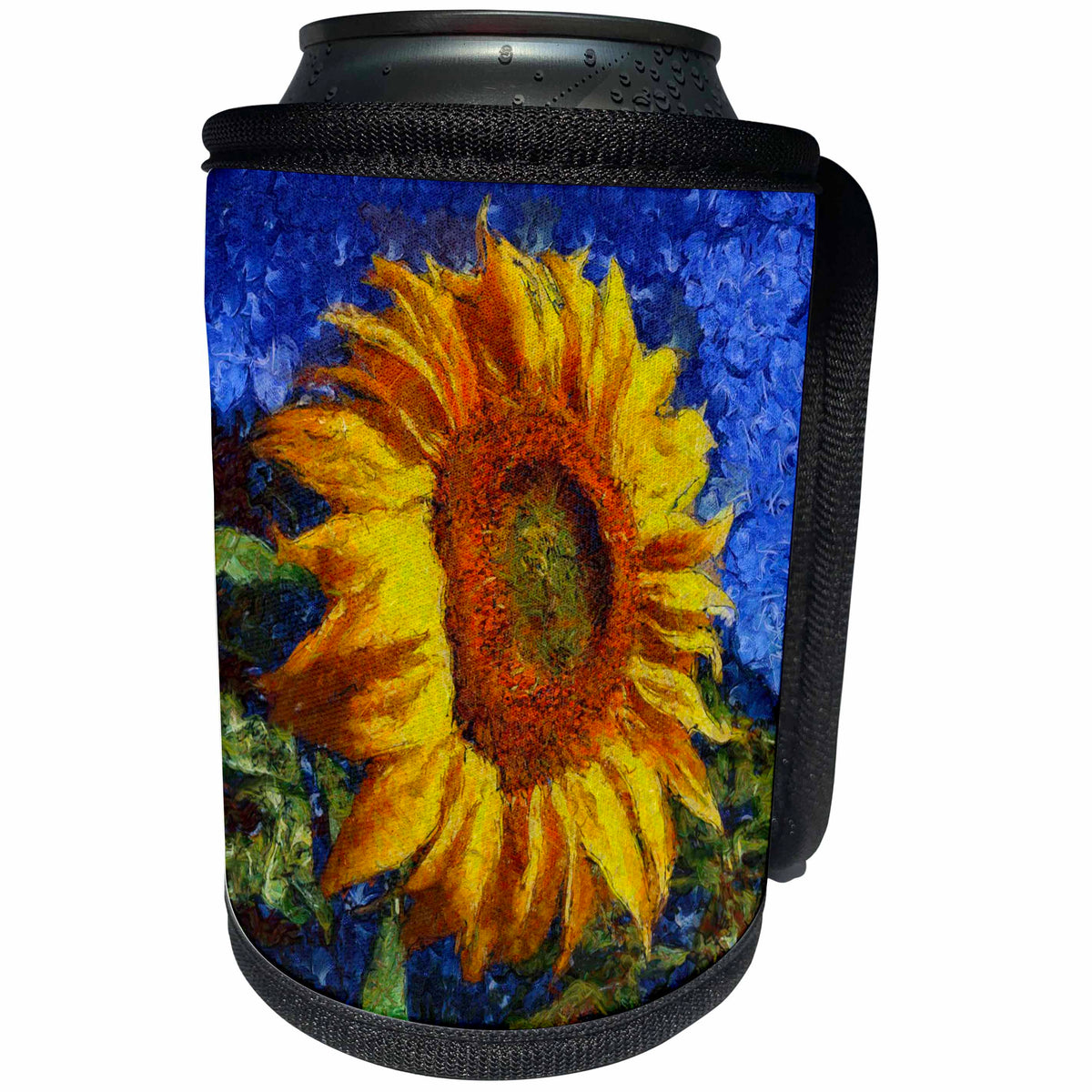 3dRose Taiche - Acrylic Painting - Sunflower - Sunflower In Van Gogh Style - Can Cooler Bottle Wrap (cc_260798)