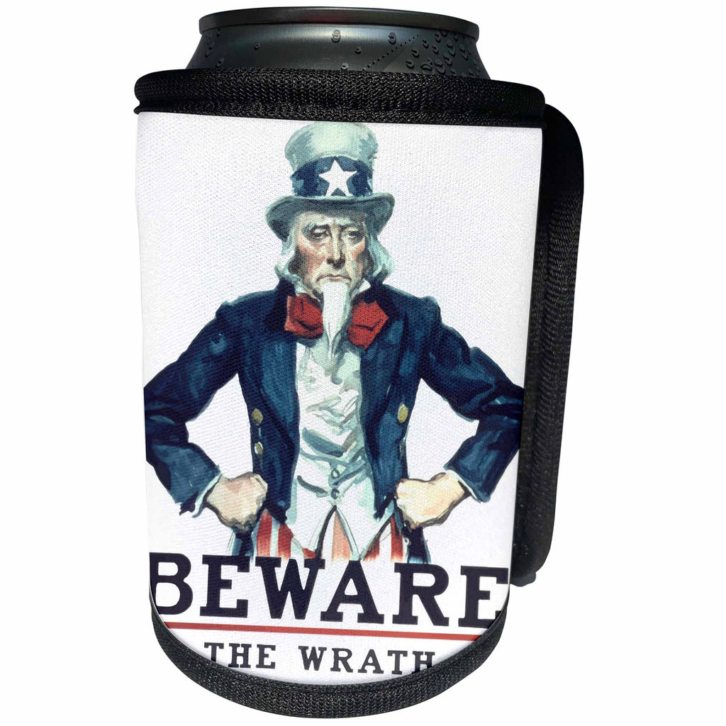 3dRose Taiche - Vector - Uncle Sam Vintage Poster - Beware Of The Wrath Of A Patient Man Uncle Sam - Can Cooler Bottle Wrap (cc_260800)