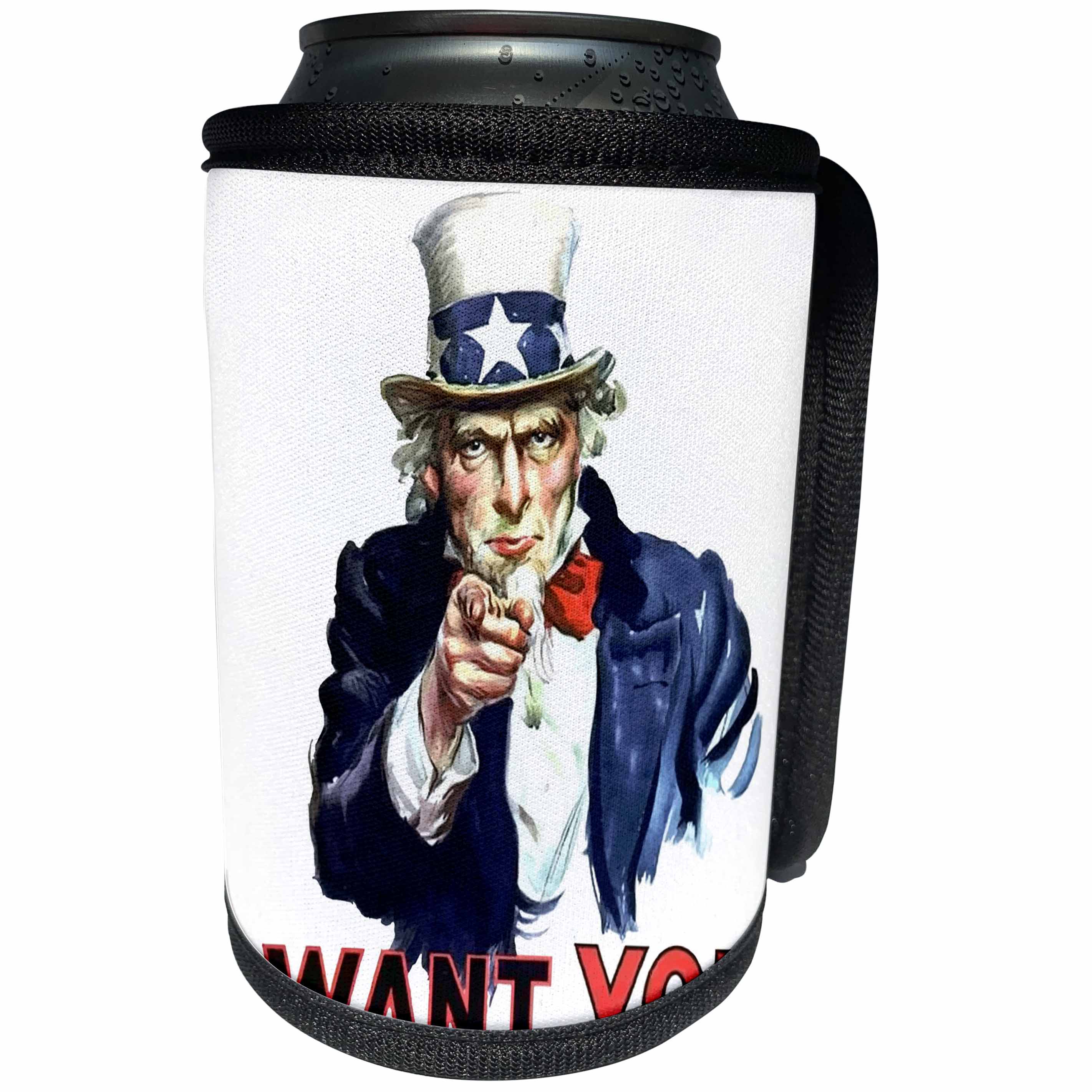 3dRose Taiche - Vector - Uncle Sam Vintage Poster - Uncle Sam I Want You - Can Cooler Bottle Wrap (cc_260803)