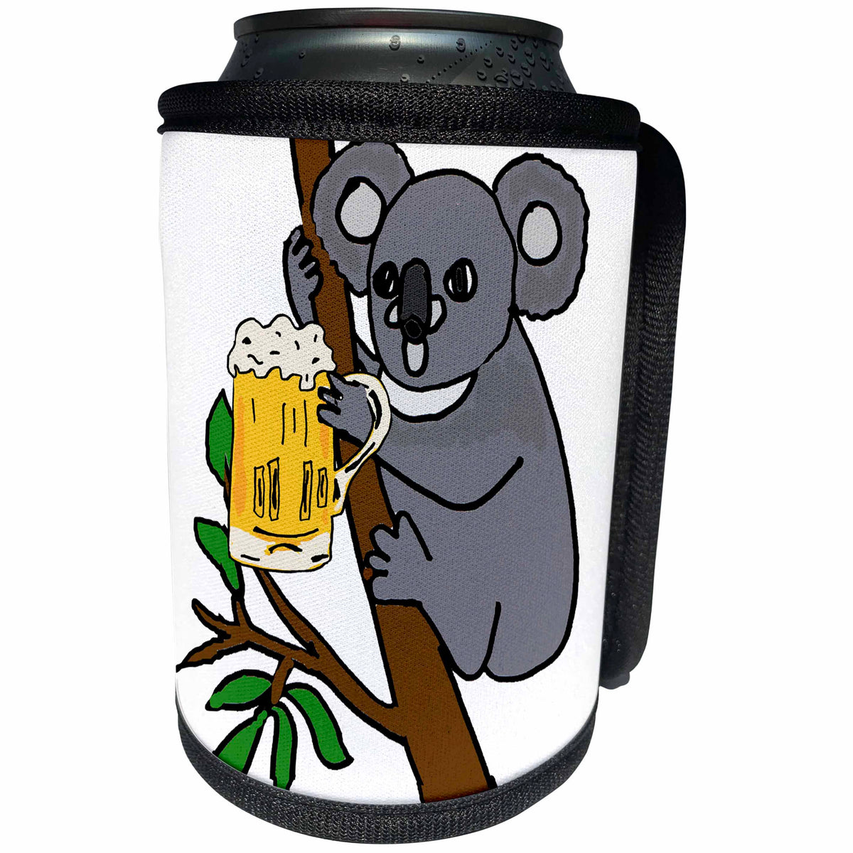 3dRose All Smiles Art Drinking - Funny Cute Koala Bear Drinking Beer - Can Cooler Bottle Wrap (cc_260807)