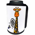 3dRose All Smiles Art Sports and Hobbies - Funny Cute Giraffe Playing Badminton Cartoon - Can Cooler Bottle Wrap (cc_260811)