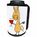 3dRose All Smiles Art Drinking - Cool fun Palomino Horse Drinking Red Wine Art - Can Cooler Bottle Wrap (cc_260819)
