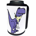 3dRose All Smiles Art Drinking - Funny Cute Blue Trex Dinosaur Drinking Martini - Can Cooler Bottle Wrap (cc_260826)