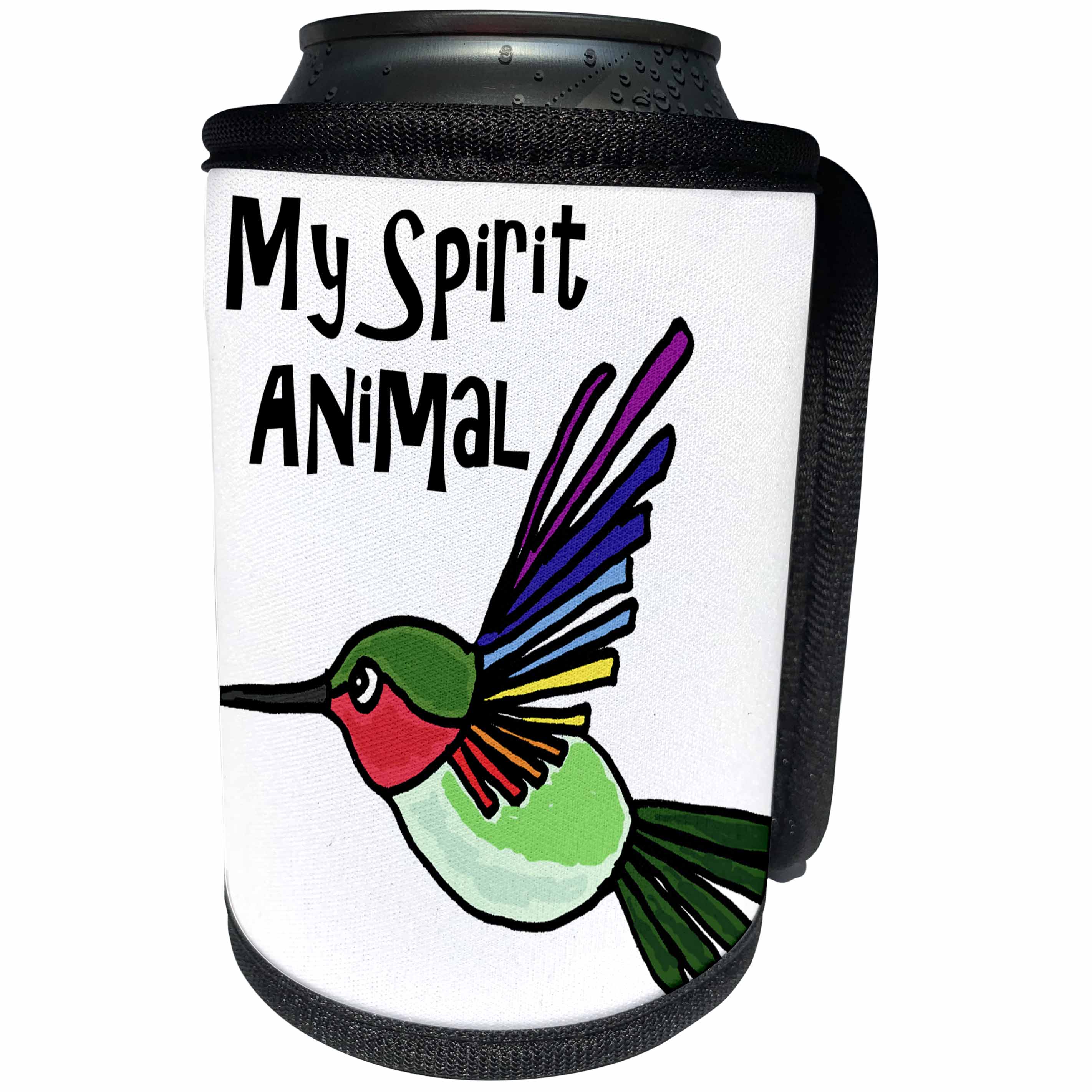 3dRose All Smiles Art Birds - Funny Cool Hummingbird Spirit Animal Cartoon - Can Cooler Bottle Wrap (cc_260841)