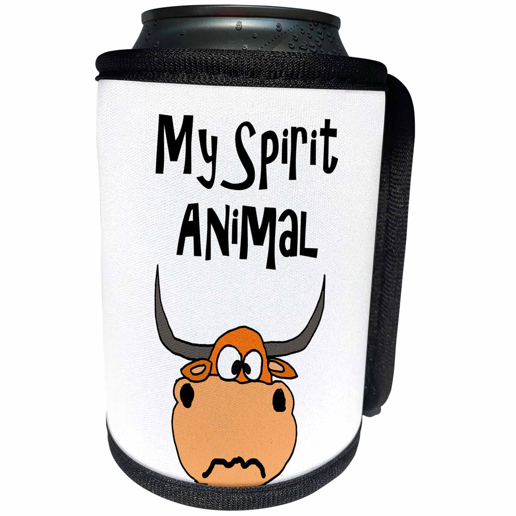 3dRose All Smiles Art Funny - Funny Cute Bull Spirit Animal for Investors - Can Cooler Bottle Wrap (cc_260842)