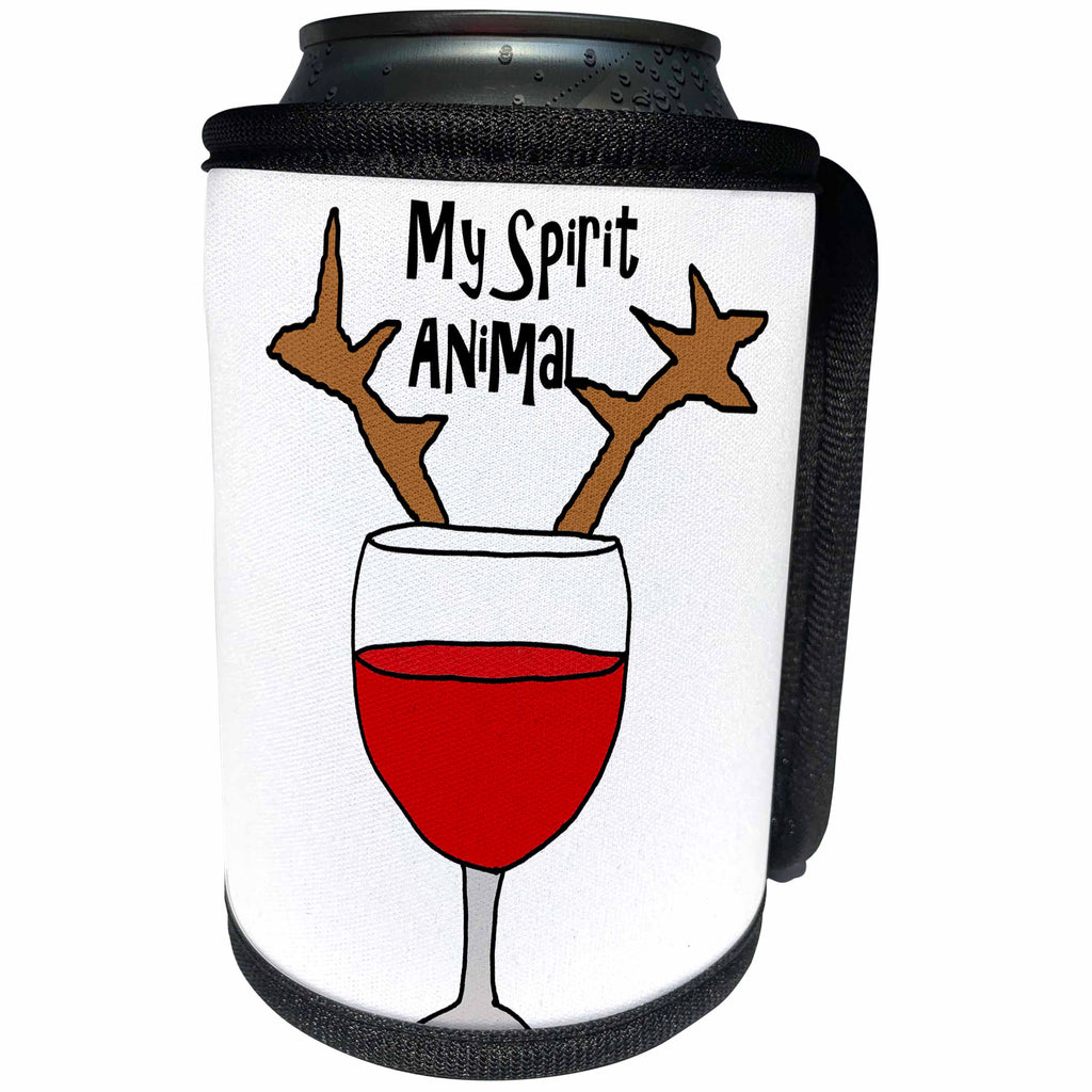 3dRose All Smiles Art Drinking - Funny Cool Wine Glass with Antler Spirit Animal Cartoon - Can Cooler Bottle Wrap (cc_260847)