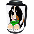 3dRose All Smiles Art Pets - Funny cute Bernese Mountain Dog Drinking Margarita - Can Cooler Bottle Wrap (cc_260858)