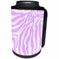 3dRose Patricia Sanders Creations - Pink and White Zebra Print II - Can Cooler Bottle Wrap (cc_26086)