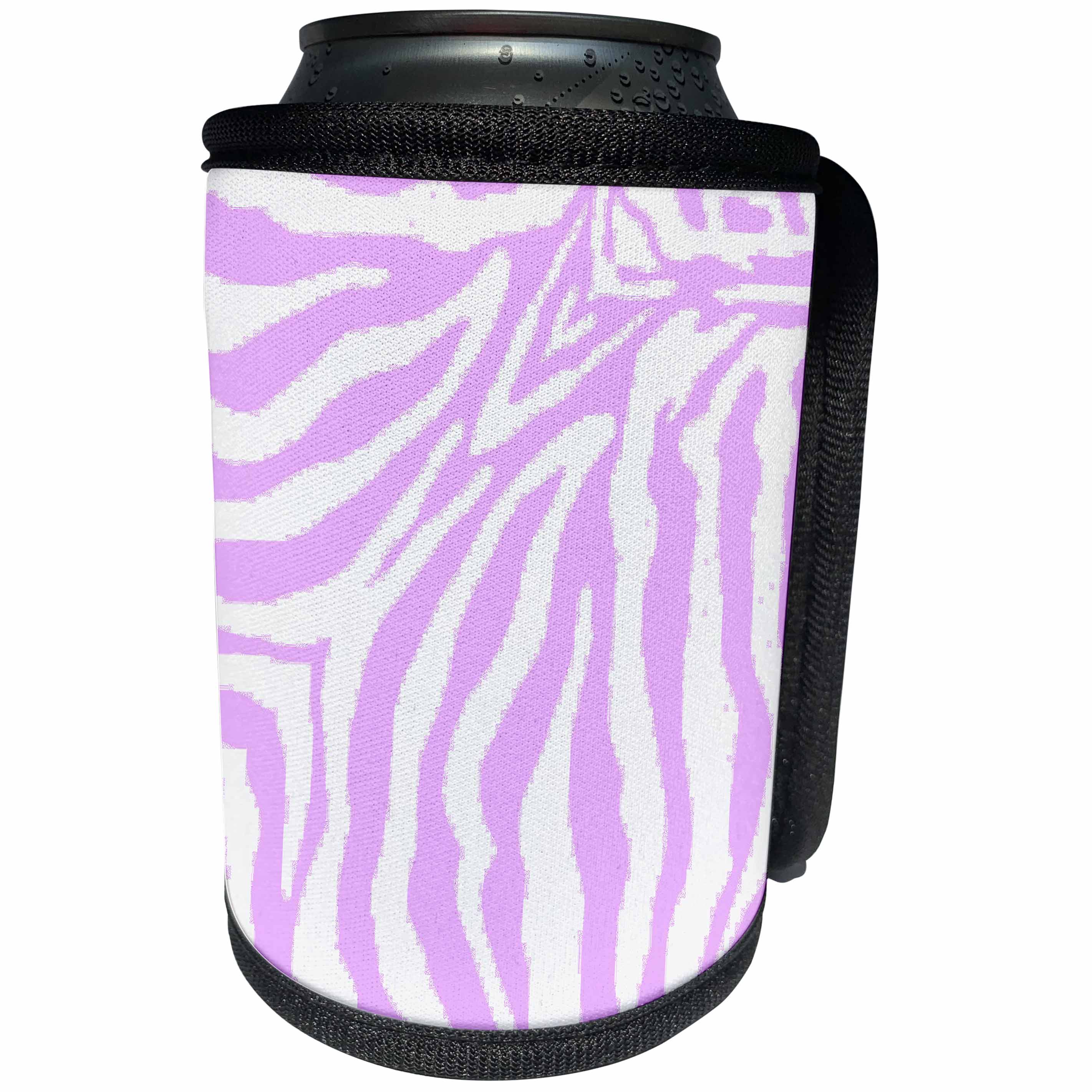 3dRose Patricia Sanders Creations - Pink and White Zebra Print II - Can Cooler Bottle Wrap (cc_26086)