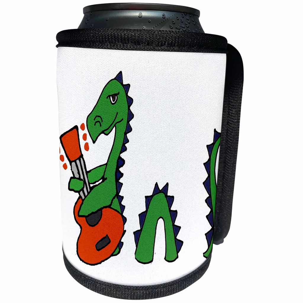 3dRose All Smiles Art Music - Cool fun Loch Ness Monster Playing Guitar - Can Cooler Bottle Wrap (cc_260863)