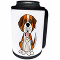 3dRose All Smiles Art Pets - Funny Cute Saint Bernard Puppy Dog Cartoon - Can Cooler Bottle Wrap (cc_260864)