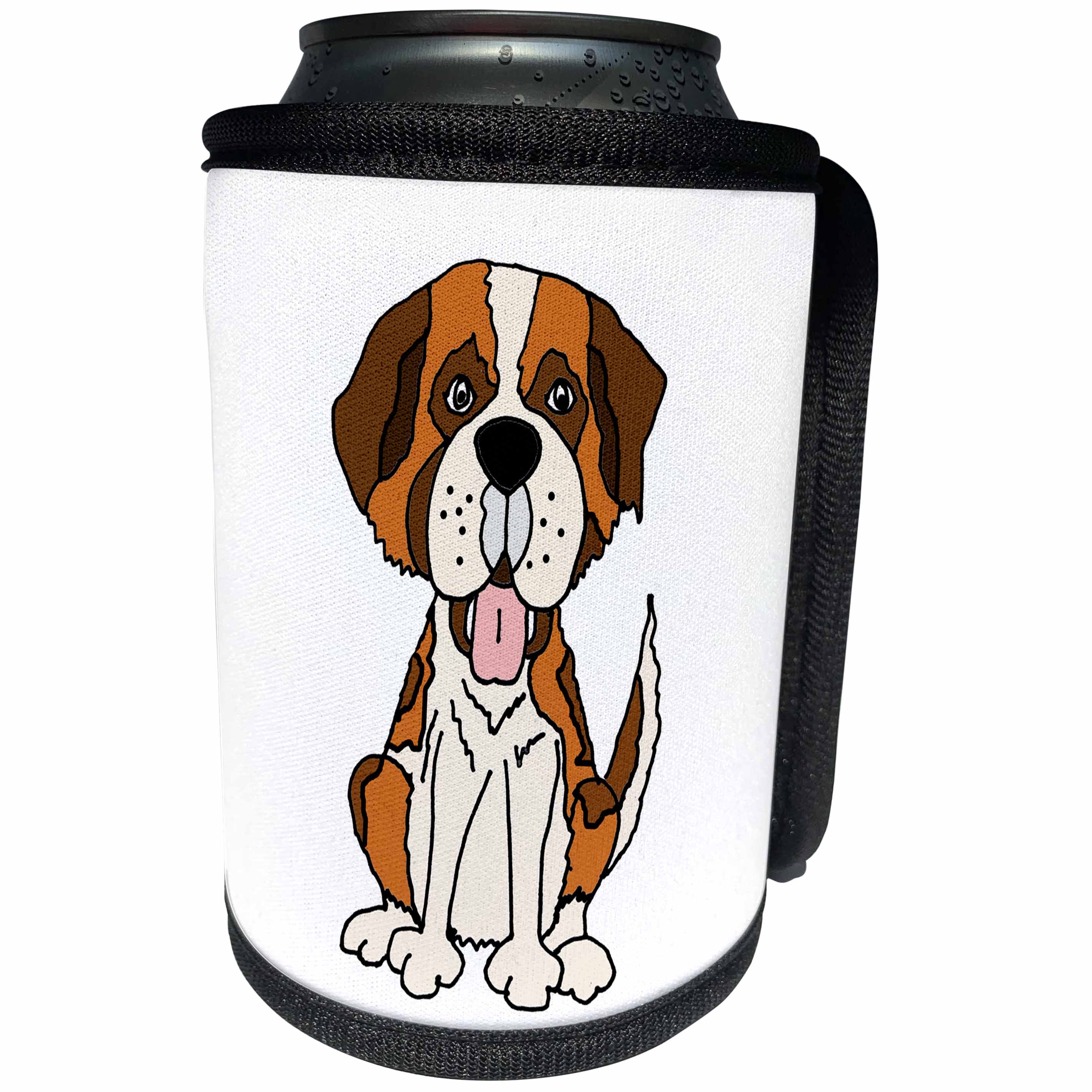 3dRose All Smiles Art Pets - Funny Cute Saint Bernard Puppy Dog Cartoon - Can Cooler Bottle Wrap (cc_260864)
