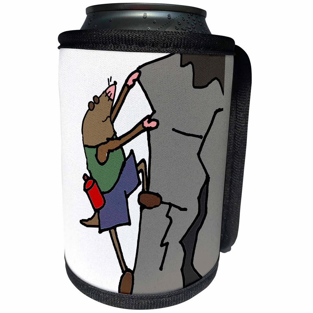 3dRose All Smiles Art Sports and Hobbies - Funny Cute Mole Climbing Mole Hill or Mountain - Can Cooler Bottle Wrap (cc_260868)