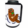 3dRose All Smiles Art Drinking - Funny Cool Sea Otter Drinking Margarita - Can Cooler Bottle Wrap (cc_260887)