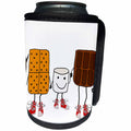 3dRose All Smiles Art Funny - Funny Cute Smores Cartoon with Chocolate and Marshmallow - Can Cooler Bottle Wrap (cc_260889)