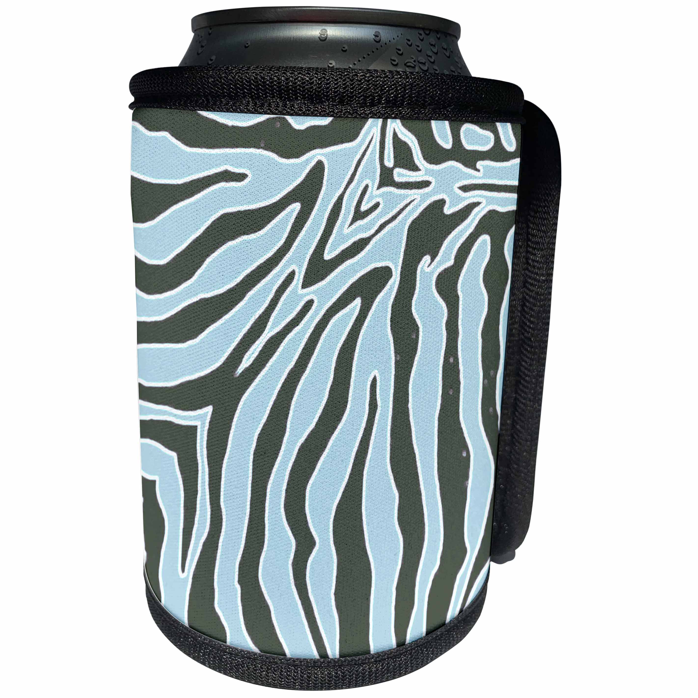 3dRose Patricia Sanders Creations - Aqua Zebra Print - Can Cooler Bottle Wrap (cc_26089)