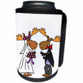 3dRose All Smiles Art Love - Funny Cute Moose Bride and Groom Wedding Cartoon - Can Cooler Bottle Wrap (cc_260903)