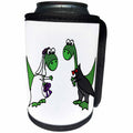 3dRose All Smiles Art Love - Funny Cute Brontosaurus Bride and Groom Dinosaur Wedding - Can Cooler Bottle Wrap (cc_260904)