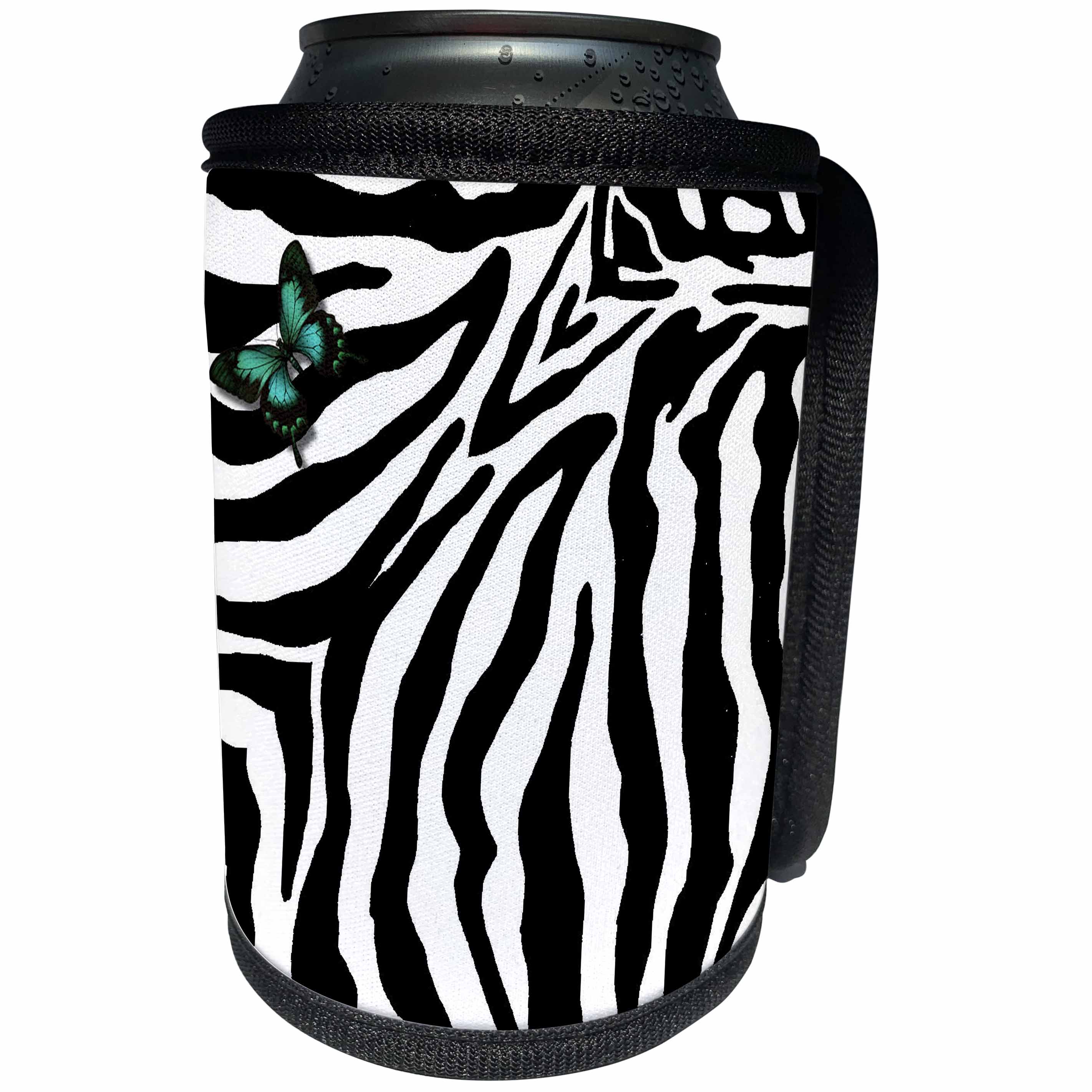 3dRose Patricia Sanders Creations - Butterfly Zebra Print - Can Cooler Bottle Wrap (cc_26091)