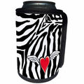 3dRose Patricia Sanders Creations - Cupid Heart with Wings Zebra Print - Can Cooler Bottle Wrap (cc_26092)