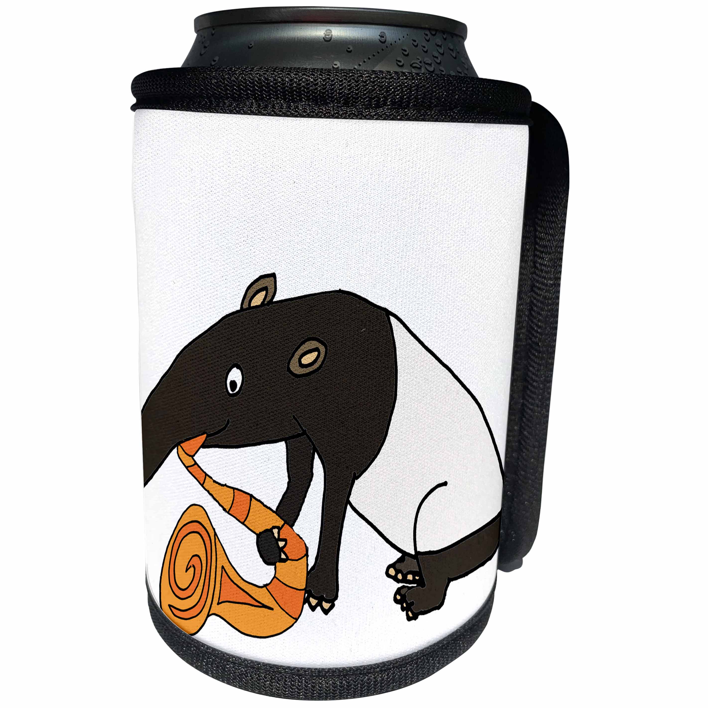 3dRose All Smiles Art Music - Funny Cute Tapir Playing Saxophone Cartoon - Can Cooler Bottle Wrap (cc_260923)