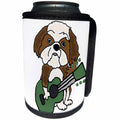 3dRose All Smiles Art Pets - Funny Cute Shih Tzu Puppy Dog Playing Guitar Cartoon - Can Cooler Bottle Wrap (cc_260928)