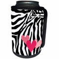 3dRose Patricia Sanders Creations - Pink Hearts Zebra Print - Can Cooler Bottle Wrap (cc_26093)
