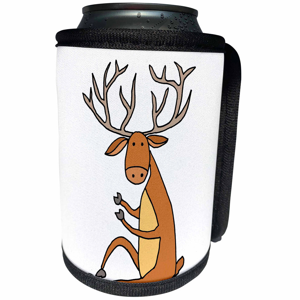 3dRose All Smiles Art Music - Cute Funny Buck Deer Cartoon - Can Cooler Bottle Wrap (cc_260943)