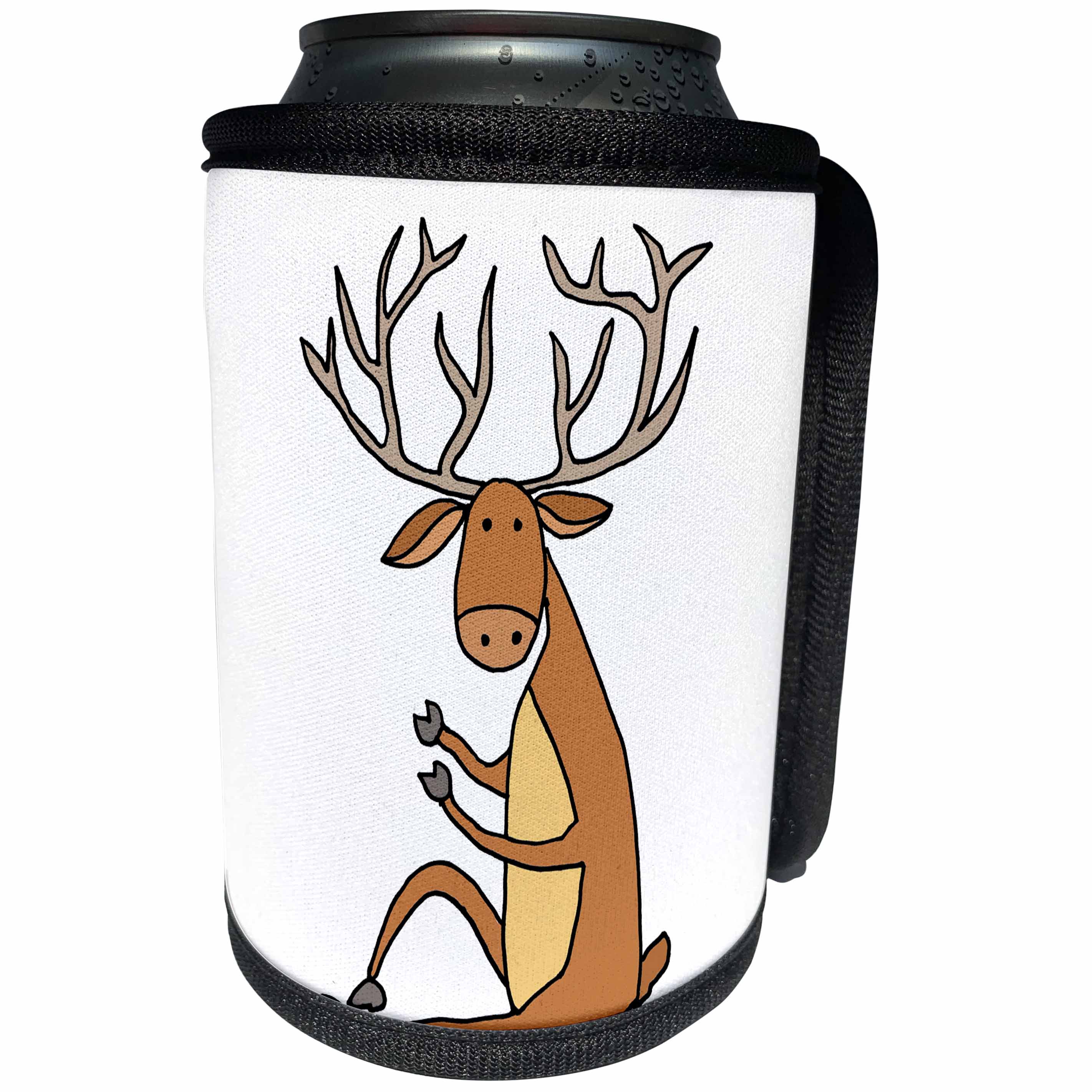 3dRose All Smiles Art Music - Cute Funny Buck Deer Cartoon - Can Cooler Bottle Wrap (cc_260943)