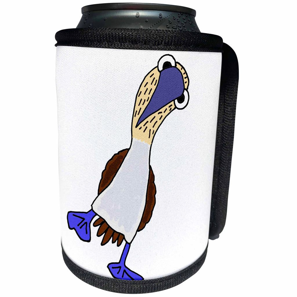 3dRose All Smiles Art Birds - Funny Cute Blue footed Booby Bird Cartoon - Can Cooler Bottle Wrap (cc_260945)