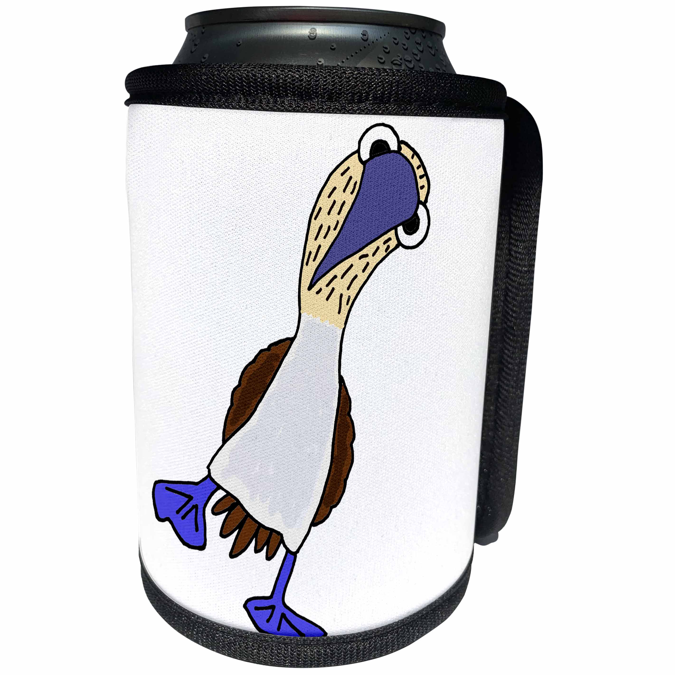 3dRose All Smiles Art Birds - Funny Cute Blue footed Booby Bird Cartoon - Can Cooler Bottle Wrap (cc_260945)