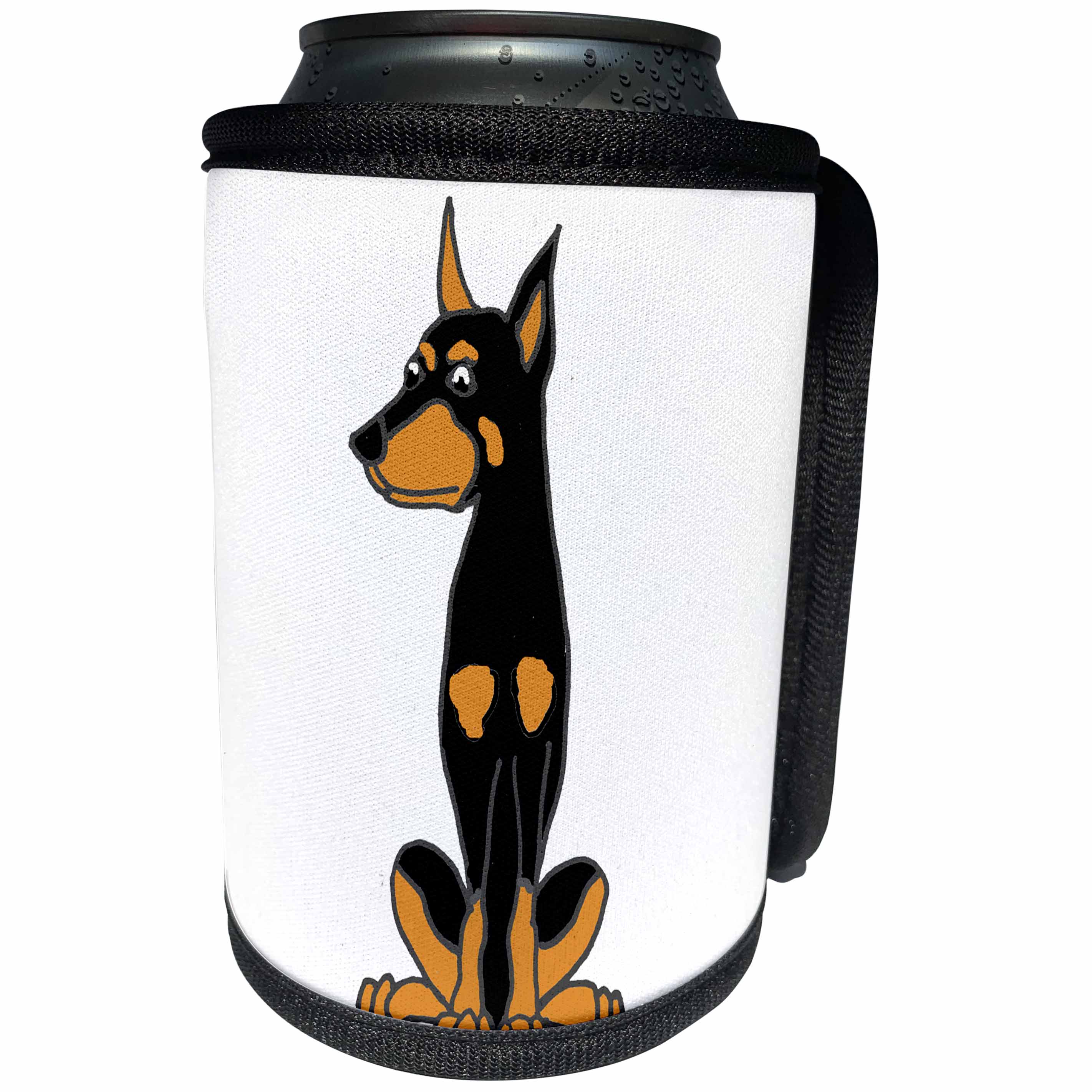 3dRose All Smiles Art Pets - Funny Cute Doberman Pinscher Puppy Dog Art - Can Cooler Bottle Wrap (cc_260949)