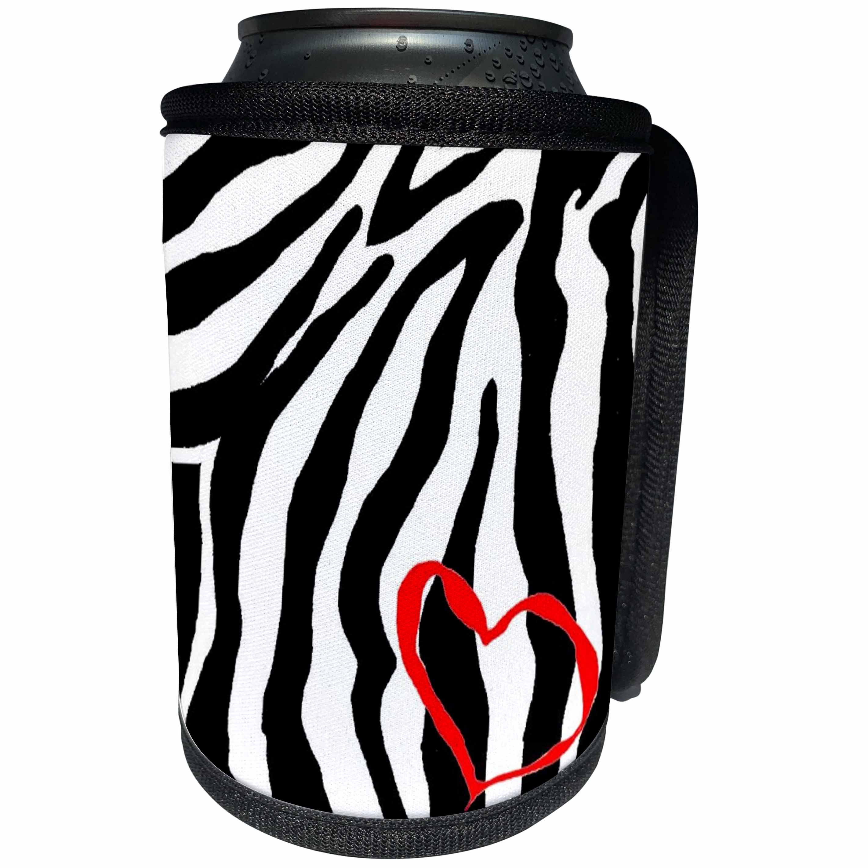 3dRose Patricia Sanders Creations - Heart Zebra Print - Can Cooler Bottle Wrap (cc_26095)