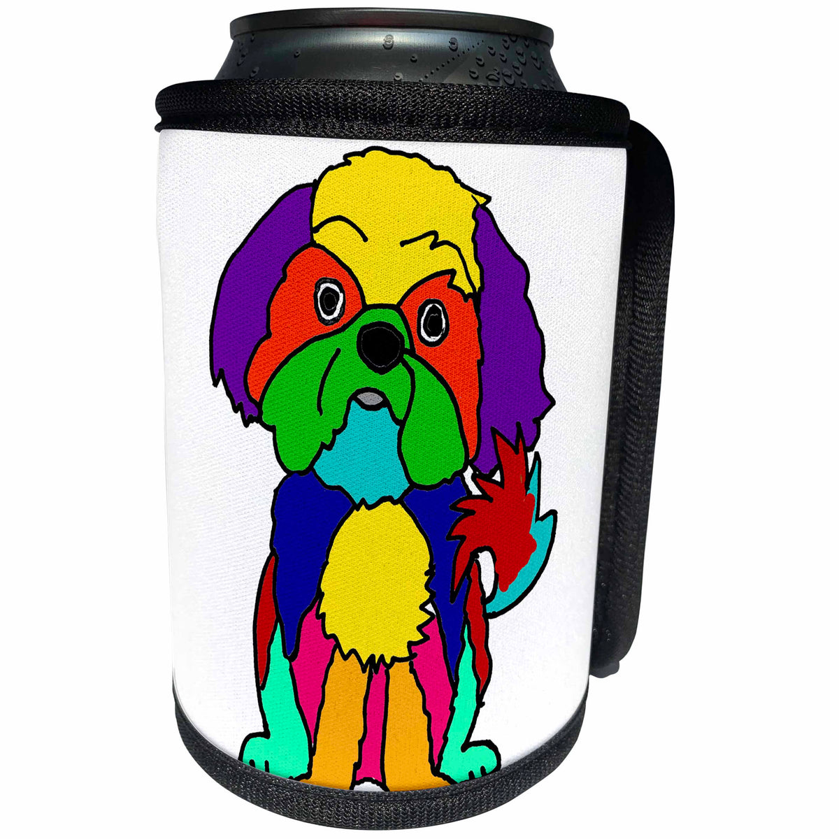 3dRose All Smiles Art Pets - Funny cute Colorful Shih Tzu Puppy Dog Pop Art - Can Cooler Bottle Wrap (cc_260953)