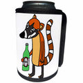 3dRose All Smiles Art Drinking - Funny Cool Coatimundi Drinking Beer Cartoon - Can Cooler Bottle Wrap (cc_260955)