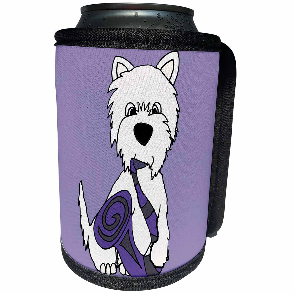 3dRose All Smiles Art Pets - Funny Cute West Highland Terrier Dog Playing Saxophone - Can Cooler Bottle Wrap (cc_260961)