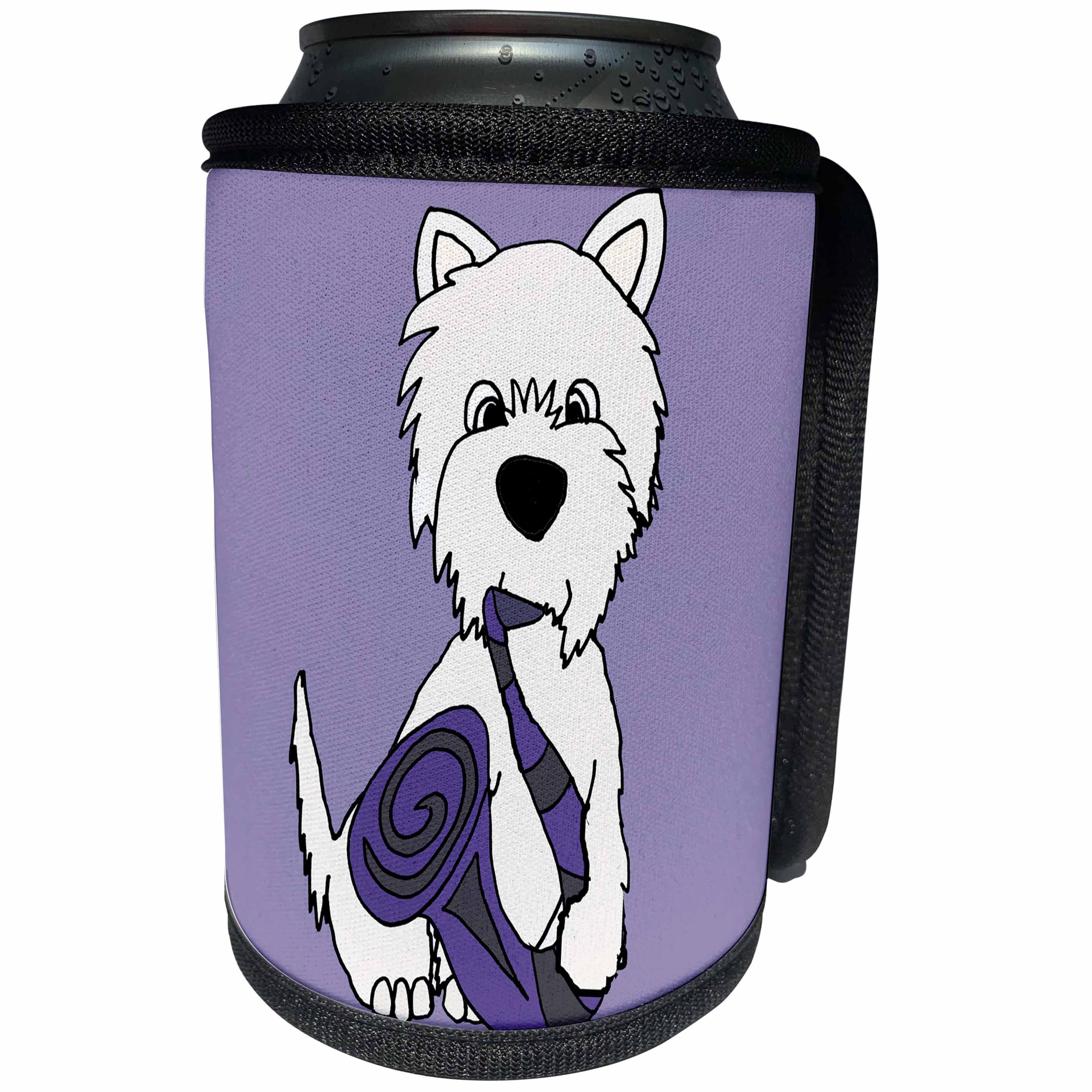 3dRose All Smiles Art Pets - Funny Cute West Highland Terrier Dog Playing Saxophone - Can Cooler Bottle Wrap (cc_260961)