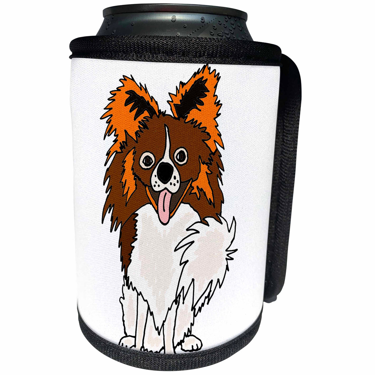 3dRose All Smiles Art Pets - Funny Cute Papillon Puppy Dog Original Artwork - Can Cooler Bottle Wrap (cc_260963)